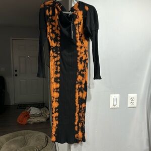 Black and orange long sleeve dress Size Large